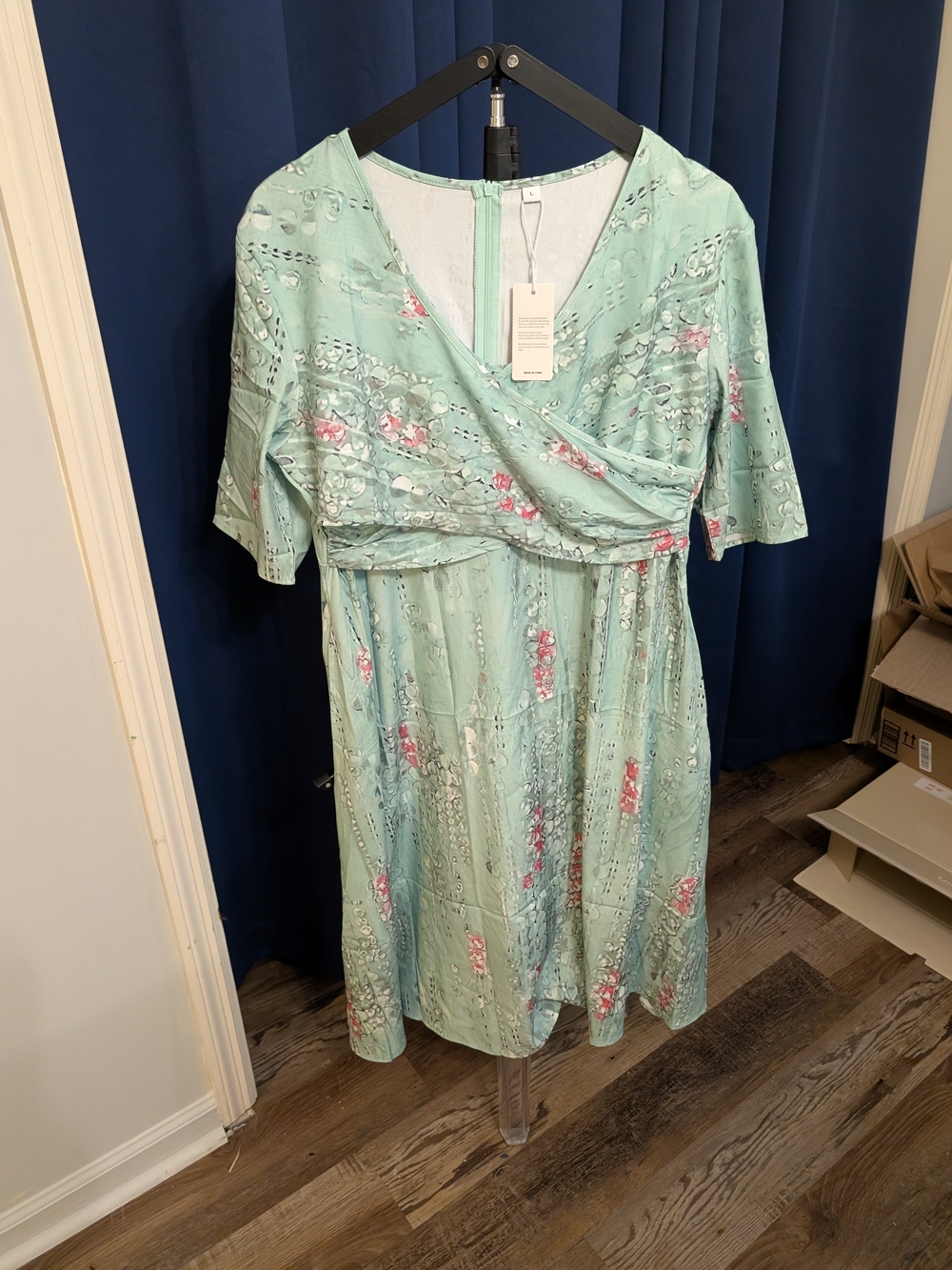 Mint Floral Wrap-Style Women’s Dress
